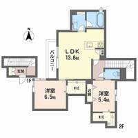広島県広島市安佐南区西原1丁目の賃貸アパートの間取り