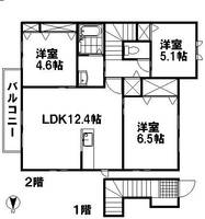 広島県広島市安芸区船越1丁目の賃貸アパートの間取り