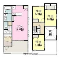 愛媛県松山市上市1丁目の賃貸テラスハウスの間取り