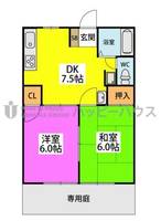 福岡県春日市白水ヶ丘3丁目の賃貸アパートの間取り