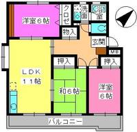 福岡県福岡市博多区諸岡1丁目の賃貸マンションの間取り