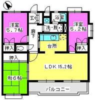 福岡県糟屋郡志免町志免3丁目の賃貸マンションの間取り