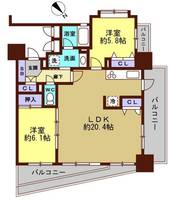 福岡県福岡市中央区舞鶴1丁目の賃貸マンションの間取り