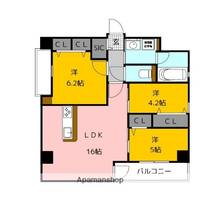 福岡県福岡市博多区奈良屋町の賃貸マンションの間取り