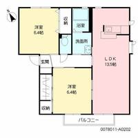 福岡県北九州市小倉南区高野1丁目の賃貸アパートの間取り
