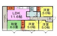 福岡県太宰府市国分1丁目の賃貸マンションの間取り