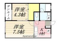 福岡県朝倉市甘木の賃貸アパート103の間取り