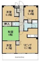 熊本県熊本市東区桜木1丁目の賃貸マンションの間取り