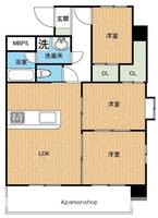 熊本県熊本市中央区新屋敷2丁目の賃貸マンションの間取り