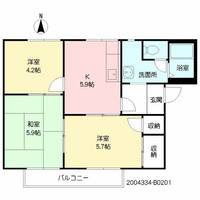 熊本県山鹿市鹿校通1丁目の賃貸アパートの間取り