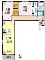 徳島県徳島市沖浜町居屋敷(アパート)の賃貸物件の間取り