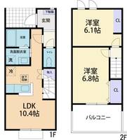 栃木県佐野市田沼町(アパート)の賃貸物件の間取り