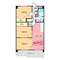 福岡県久留米市中央町(マンション)の賃貸物件の間取り