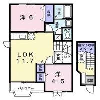 香川県丸亀市土器町西6(アパート)の賃貸物件の間取り