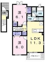愛知県名古屋市緑区大高町字伊賀殿(アパート)の賃貸物件の間取り