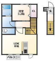 宮城県仙台市青葉区宮町1(アパート)の賃貸物件の間取り