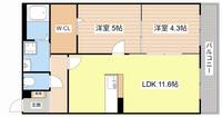 滋賀県東近江市猪子町(マンション)の賃貸物件の間取り