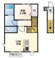 宮城県仙台市青葉区宮町1(アパート)の賃貸物件の間取り