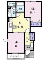広島県福山市神辺町字上御領(アパート)の賃貸物件の間取り