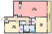 兵庫県西宮市甲子園口2(マンション)の賃貸物件の間取り