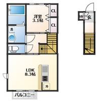 宮城県仙台市青葉区宮町1(アパート)の賃貸物件の間取り