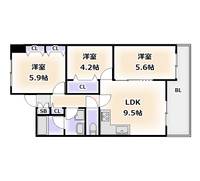 阪神住建グランディール阿倍野の間取り