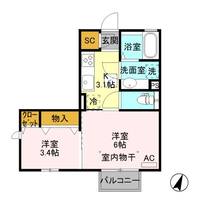 栃木県栃木市大平町富田(アパート)の賃貸物件の間取り