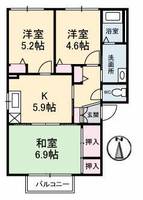 コーポ中的場 II棟の間取り