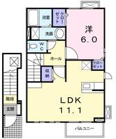 広島県呉市上平原町(アパート)の賃貸物件の間取り