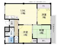 大阪府高槻市中川町(マンション)の賃貸物件の間取り