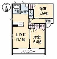 山口県防府市今市町(アパート)の賃貸物件の間取り