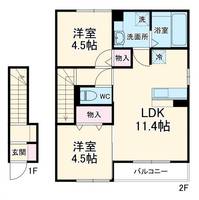 山梨県甲斐市下今井(アパート)の賃貸物件の間取り
