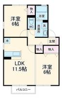 山梨県韮崎市藤井町南下條(アパート)の賃貸物件の間取り
