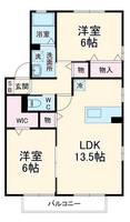 山梨県韮崎市中島2(アパート)の賃貸物件の間取り