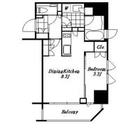 東京都港区三田3(マンション)の賃貸物件の間取り