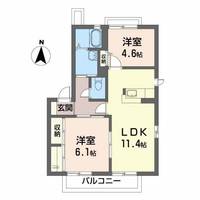 ディアコート名取Bの間取り