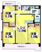 福岡県福岡市博多区吉塚4(マンション)の賃貸物件の間取り