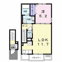 鹿児島県鹿児島市小松原2(アパート)の賃貸物件の間取り