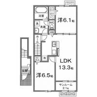 群馬県邑楽郡大泉町朝日2(アパート)の賃貸物件の間取り