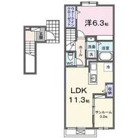 群馬県高崎市倉賀野町(アパート)の賃貸物件の間取り