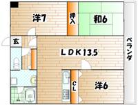 福岡県北九州市小倉北区田町(マンション)の賃貸物件の間取り