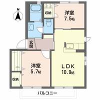 福島県郡山市富田西1(アパート)の賃貸物件の間取り