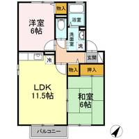 奥州市江刺八日町1丁目【ロイヤルガーデン A】築27年の間取り