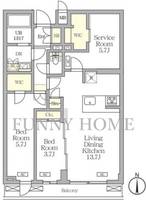 東京都目黒区中根1(マンション)の賃貸物件の間取り
