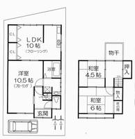 京都府京都市左京区松ケ崎小竹薮町(一戸建)の賃貸物件の間取り