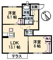 広島県福山市川口町1(アパート)の賃貸物件の間取り