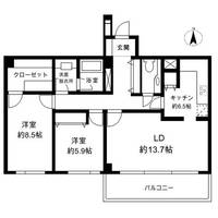 五反田駅徒歩5分 南向き アクセス良好 好立地 閑静な住宅街 2LDKの間取り