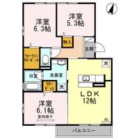 広島県東広島市西条町田口(アパート)の賃貸物件の間取り