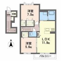 福島県福島市南中央3(アパート)の賃貸物件の間取り