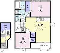 茨城県古河市鴻巣(アパート)の賃貸物件の間取り